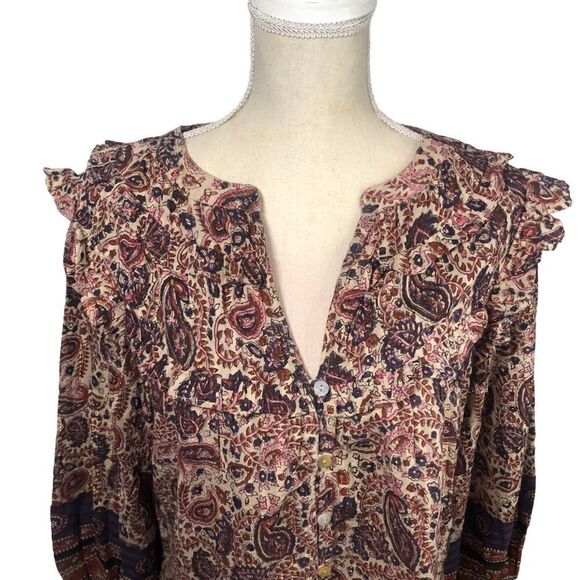 Cleobella Samara Paisley Organic Cotton Button Down Blouse Size XS - Picture 7 of 15